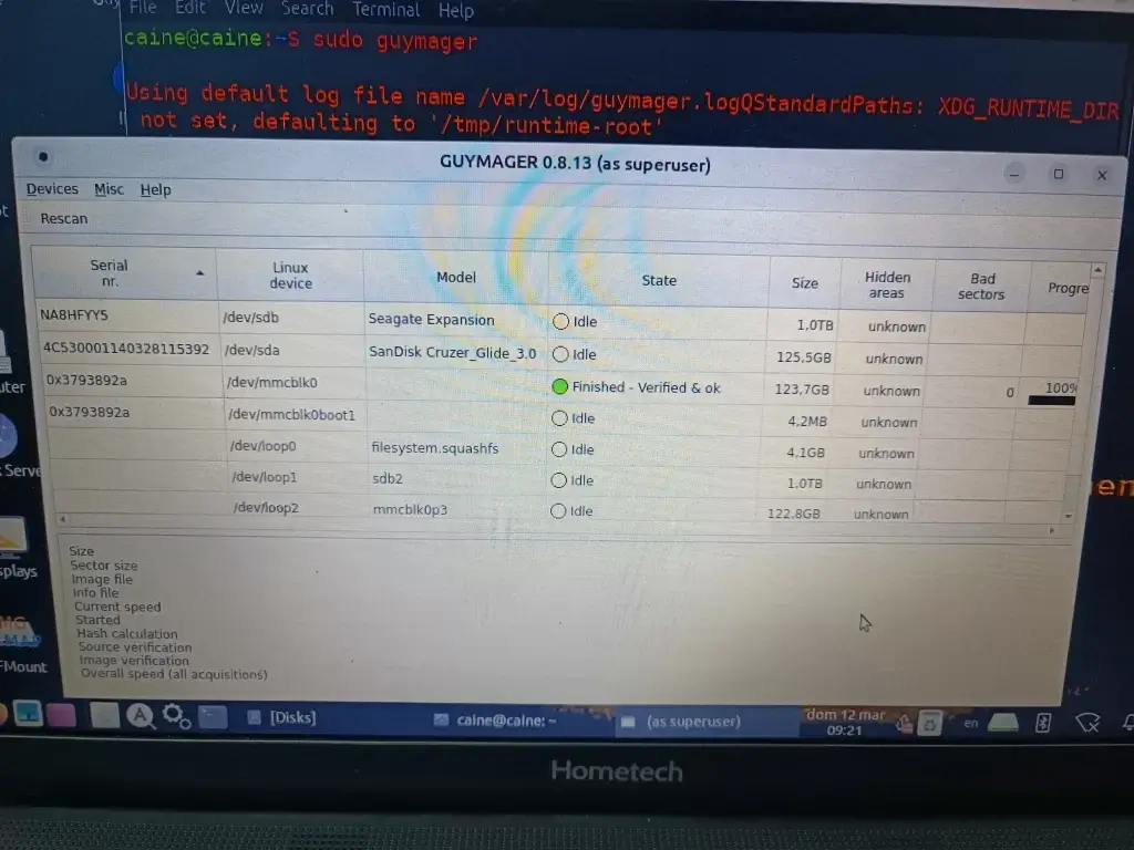 CAINE Linux GuyMager ile Tümleşik Disklerden İmaj Alma - 1 Caine ile imaj alma